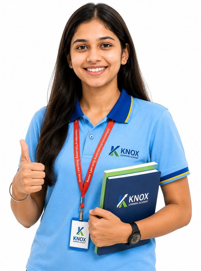 Knox student with study material